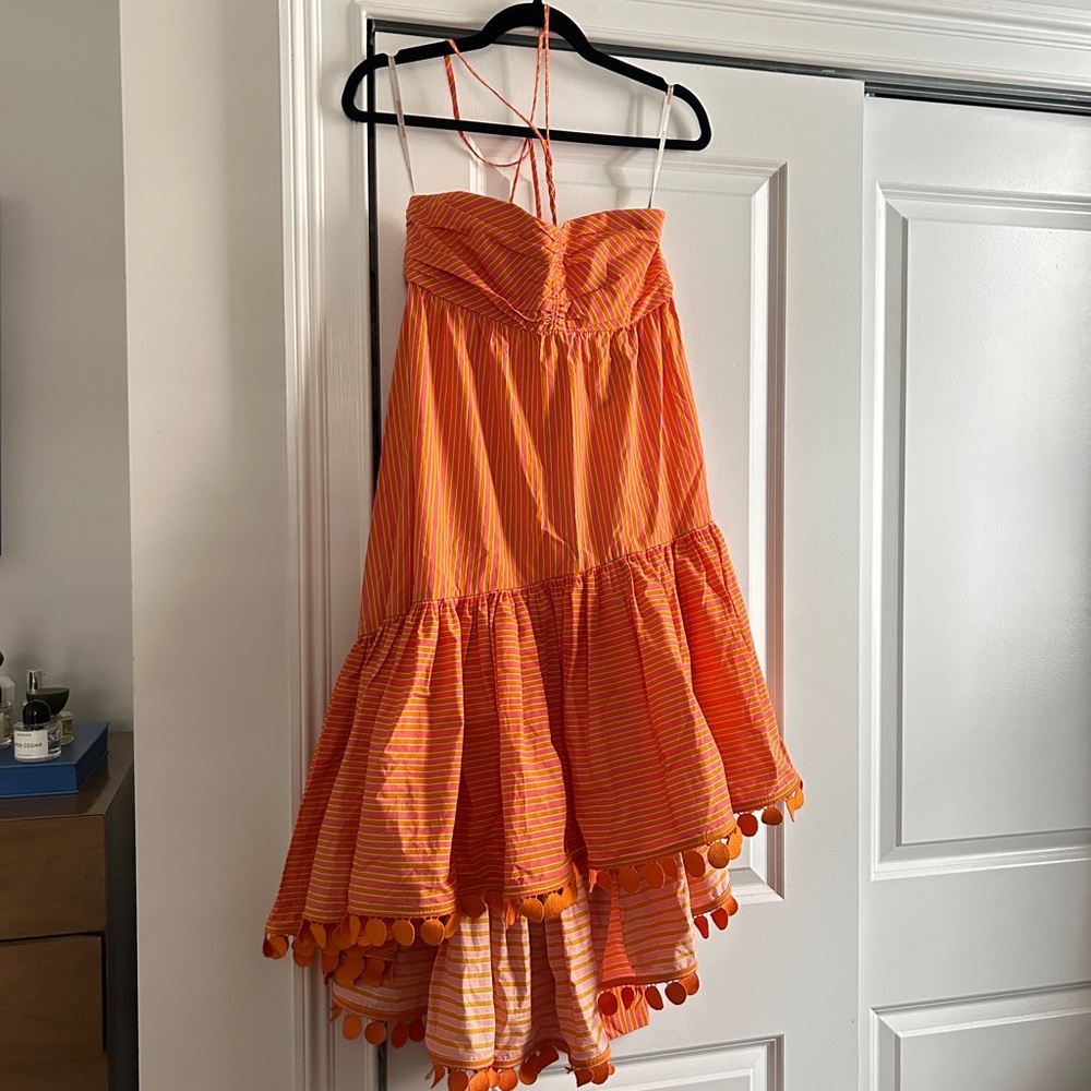Silvia Tcherassi Orange and Pink Striped Dress